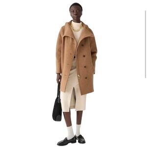 NWOT JCREW Villa Cocoon Coat Womens 8 Tan Italian Stadium Cloth Wool Loose Fit